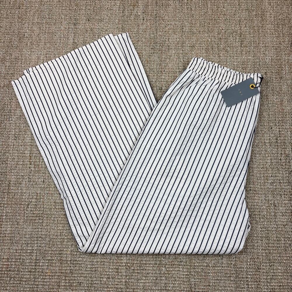 🤍 G&D Luke Linen Pants | Size L | Off White & Black Pinstripe